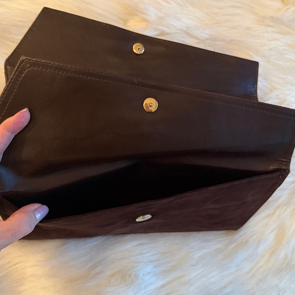 Vintage Saks Fifth Avenue Brown Suede Clutch Italy - Picture 5 of 12